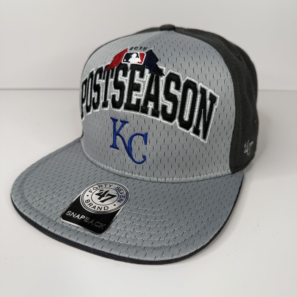 Kansas City Royals Hat Cap Snap Back Mens OSFA Gray MLB Baseball Postseason 47